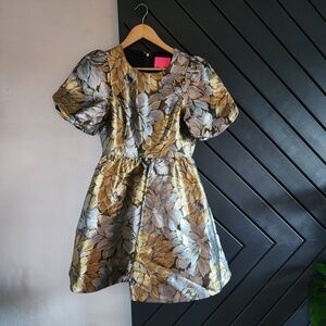 Lilly Pulitzer Peony Parade Dress - SZ 0 - Priyanka Black / Gold Brocade Floral